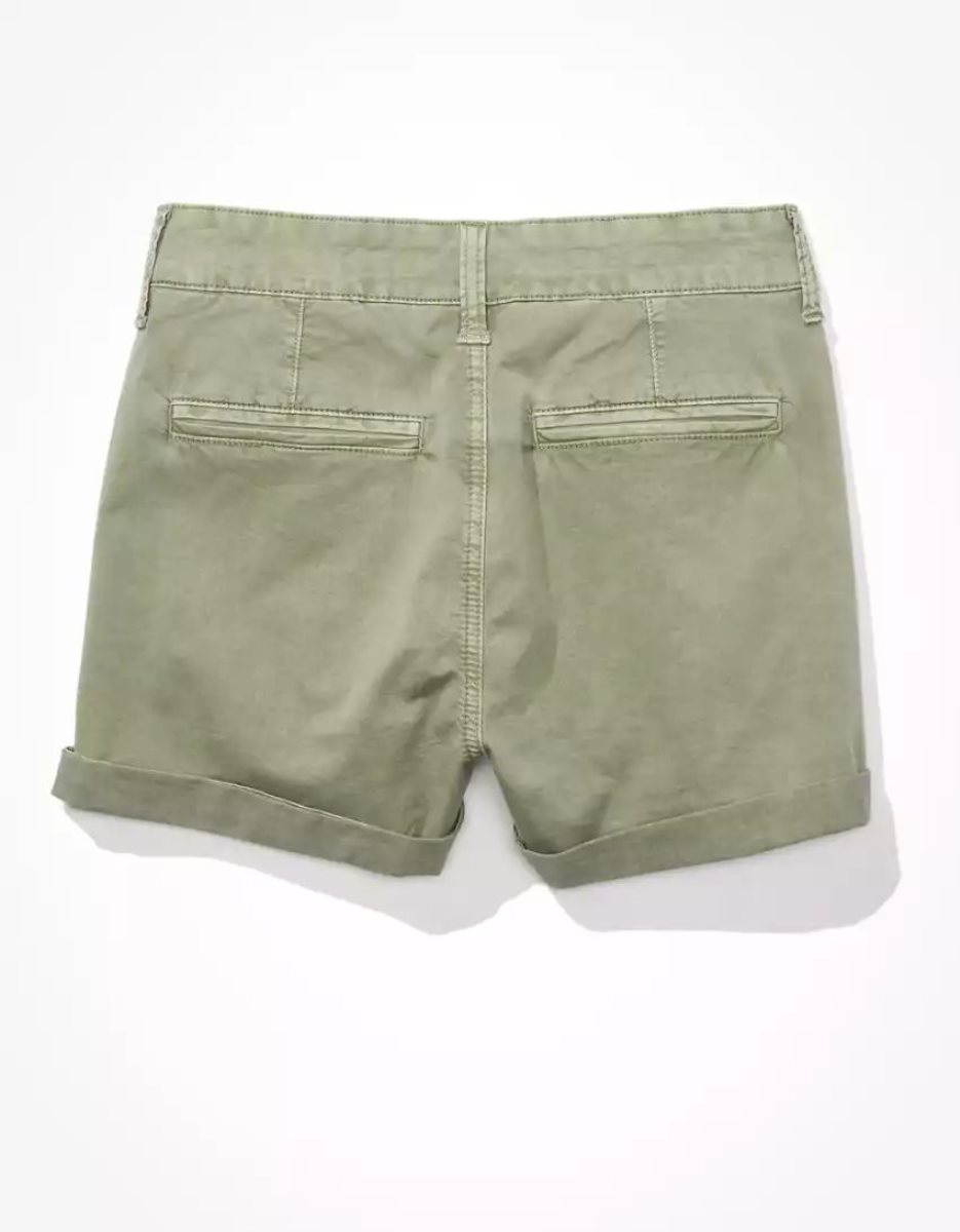 Shorts American Eagle AE Stretch Twill Highest Taille Baggy Midi Vert Olive Femme | CGG-46328276